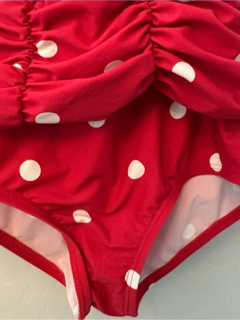 Unique vintage swim mansfield halter red white one piece dot swimsuit medium